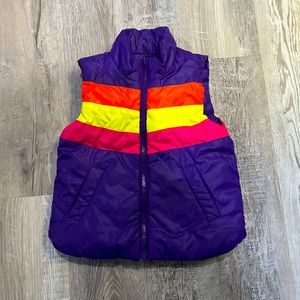 Girls Reversible Puffer Vest (Purple/Multi, 3T)